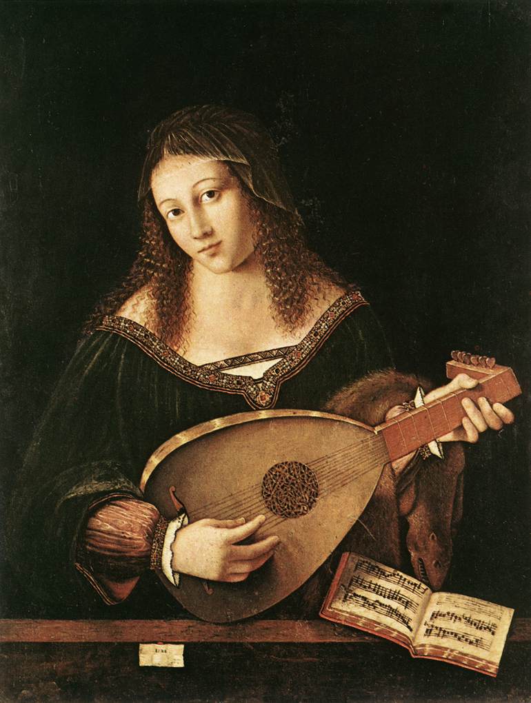 Woman Playing a Lute, by Bartolomeo Veneto (early 16th century)