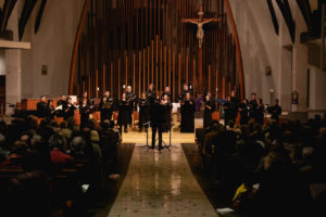 Members of Pacific Chorale performing at Our Lady Queen of Angels Newport
