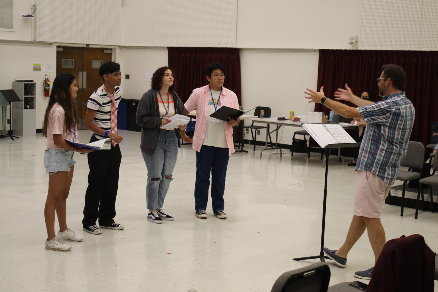 PC Choral Camp 2022 Day 3 Musical theater elective working on staging PC Choral Camp 2022 Day 3 Musical theater elective working on staging